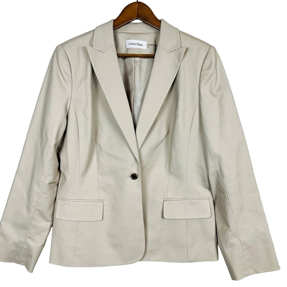 Calvin Klein Stretch Single Button Blazer Gold Taupe - 14